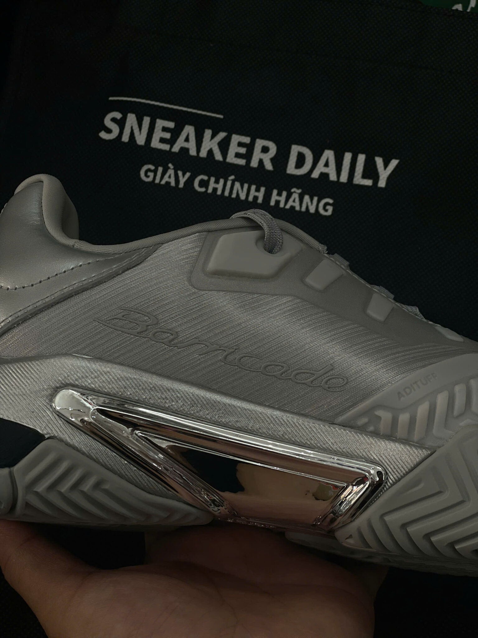 Giày Pickleball Tennis Adidas Barricade 13 25th Silver JR4223 — ảnh 5