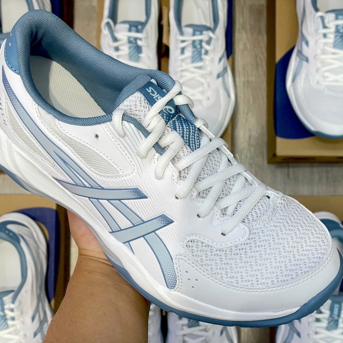 Giày Pickleball Cầu Lông Asics Gel Rocket 12 White 1071A116-103 — ảnh 4