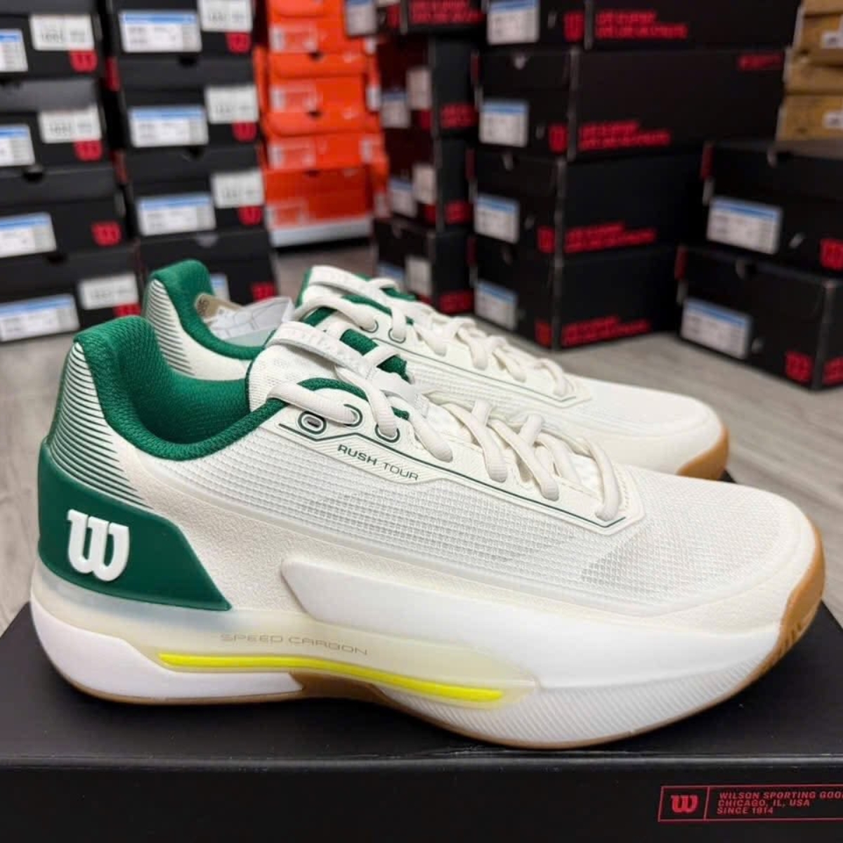 Giày Pickleball Tennis Wilson Rush Tour 5 White Green WRS338230 — ảnh 5