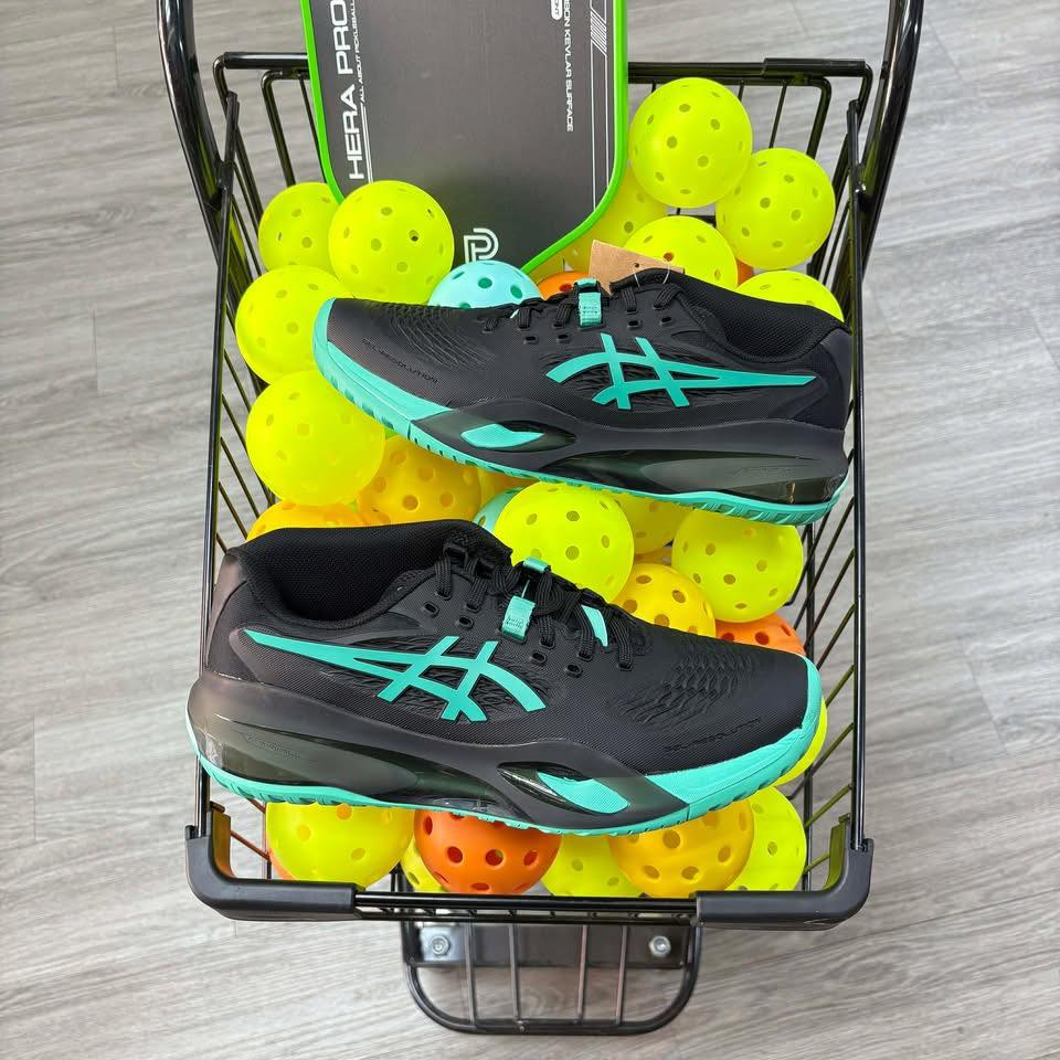 Giày Pickleball Tennis Asics Gel Resolution X Black Green 1041A481-003 — ảnh 4