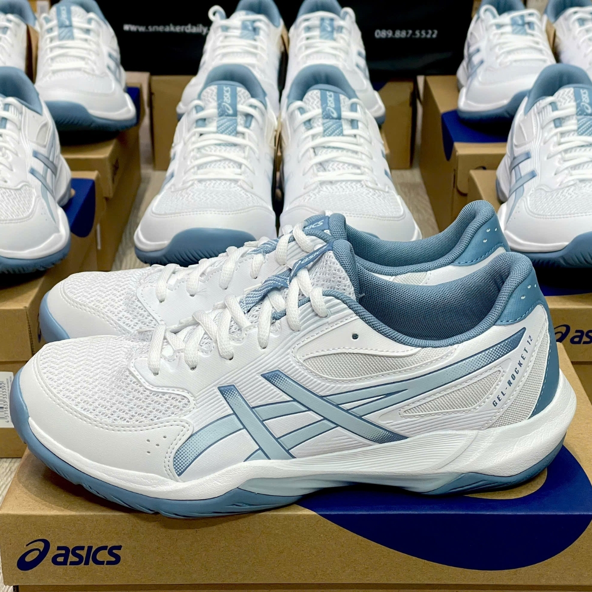 Giày Pickleball Cầu Lông Asics Gel Rocket 12 White 1071A116-103 — ảnh 5