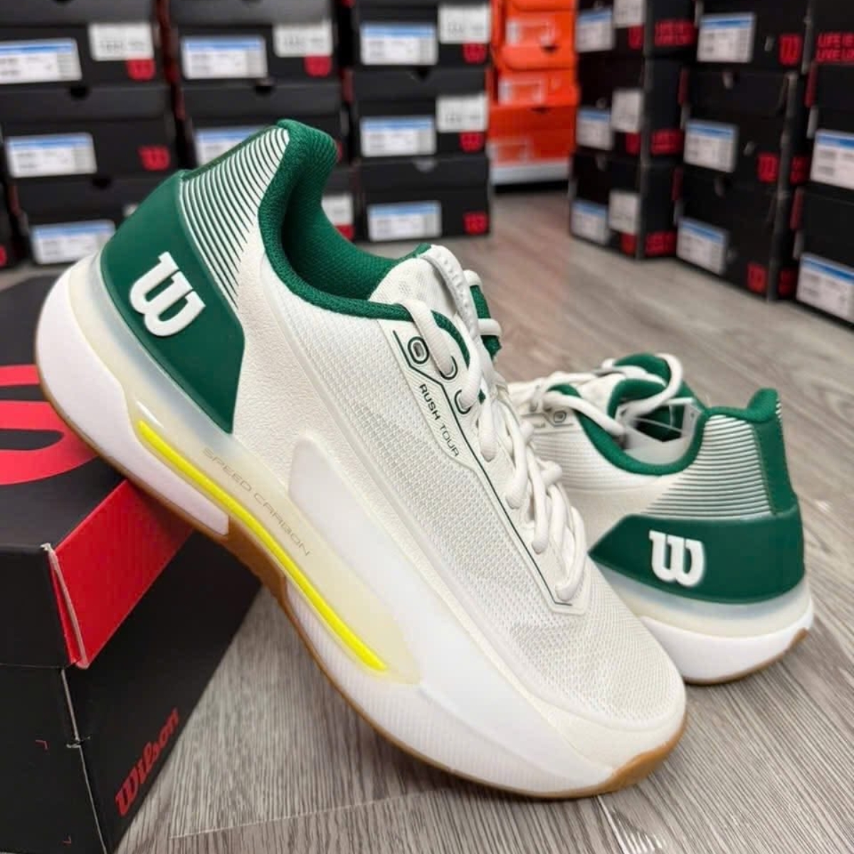 Giày Pickleball Tennis Wilson Rush Tour 5 White Green WRS338230 — ảnh 3