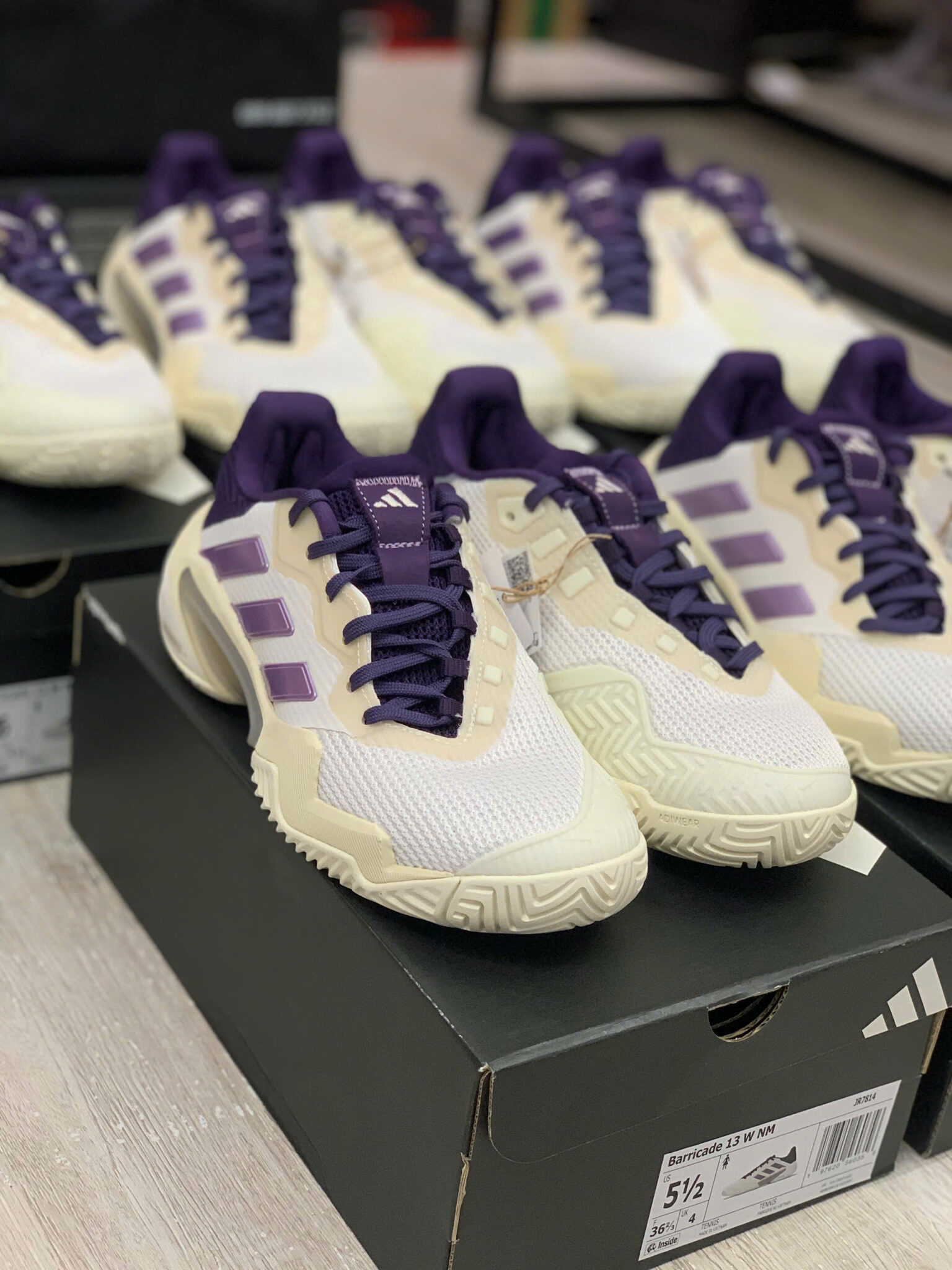 Giày Pickleball Tennis Adidas Barricade 13 White Plum JR7814 — ảnh 4
