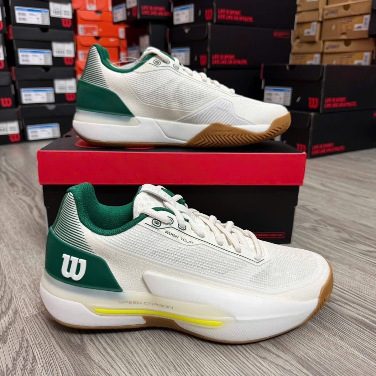 Giày Pickleball Tennis Wilson Rush Tour 5 White Green WRS338230 — ảnh 4