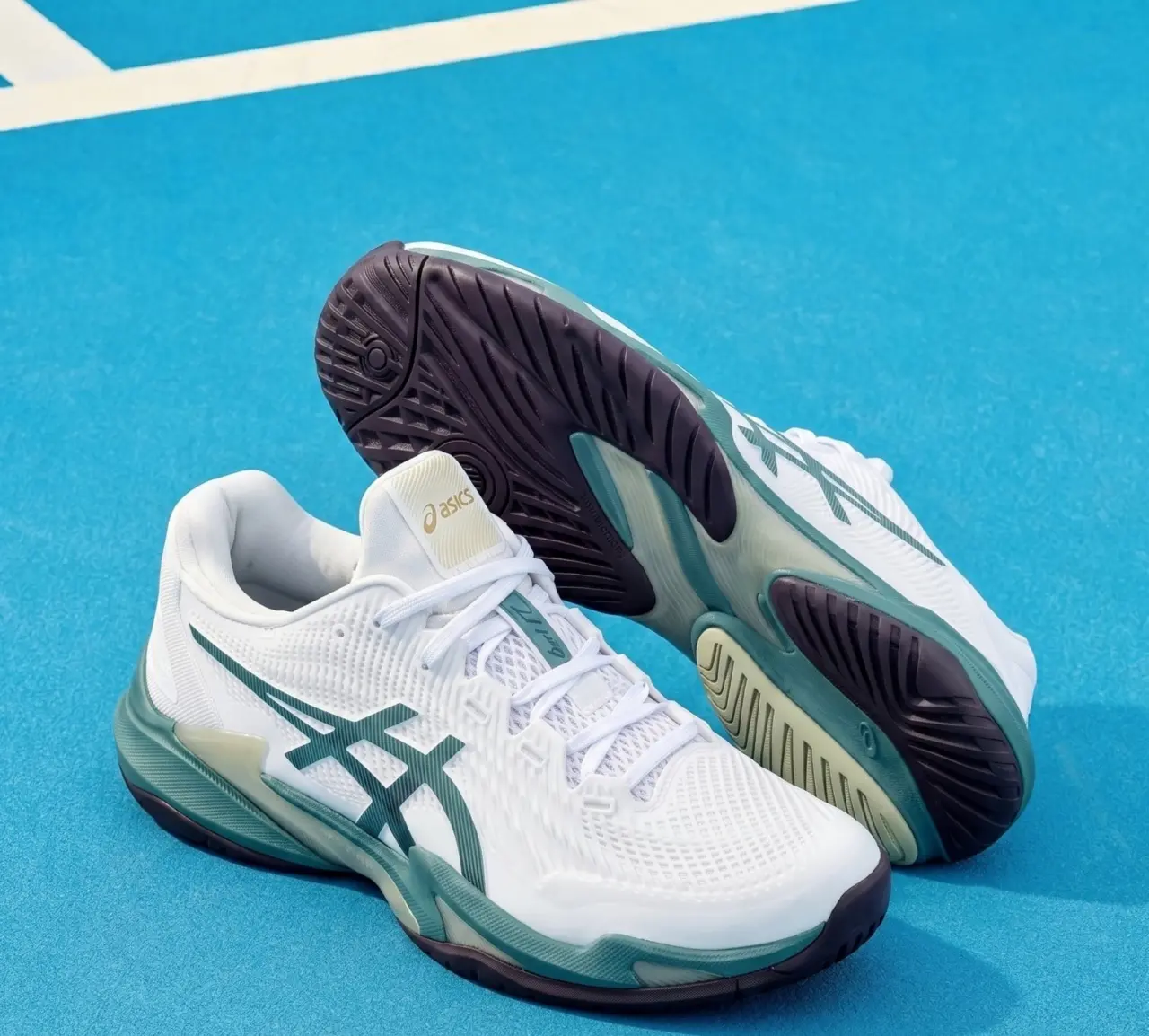 Giày Pickleball Tennis Asics Court FF 3 Teal 1041A370-107 — ảnh 2