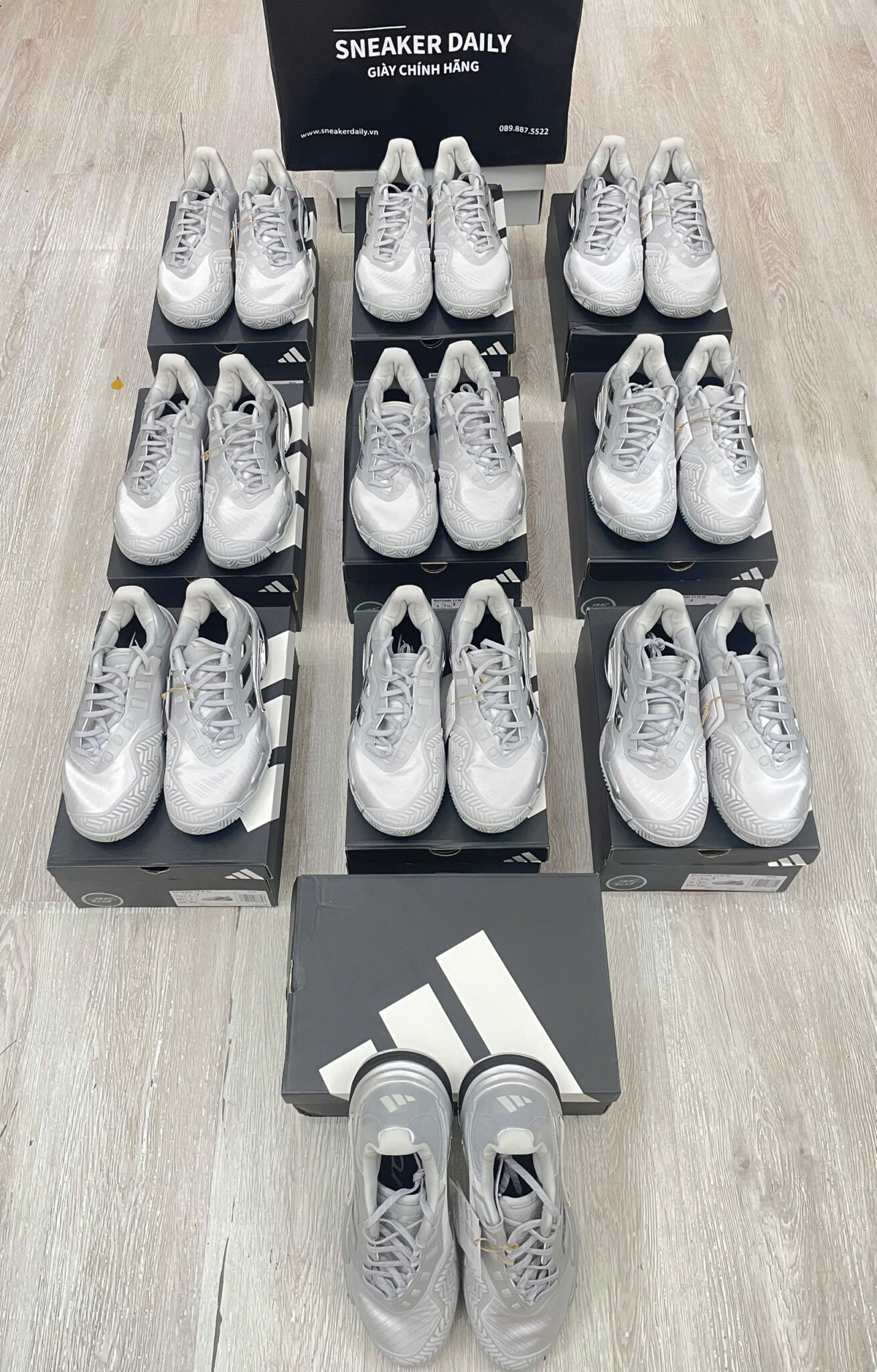Giày Pickleball Tennis Adidas Barricade 13 25th Silver JR4223 — ảnh 10