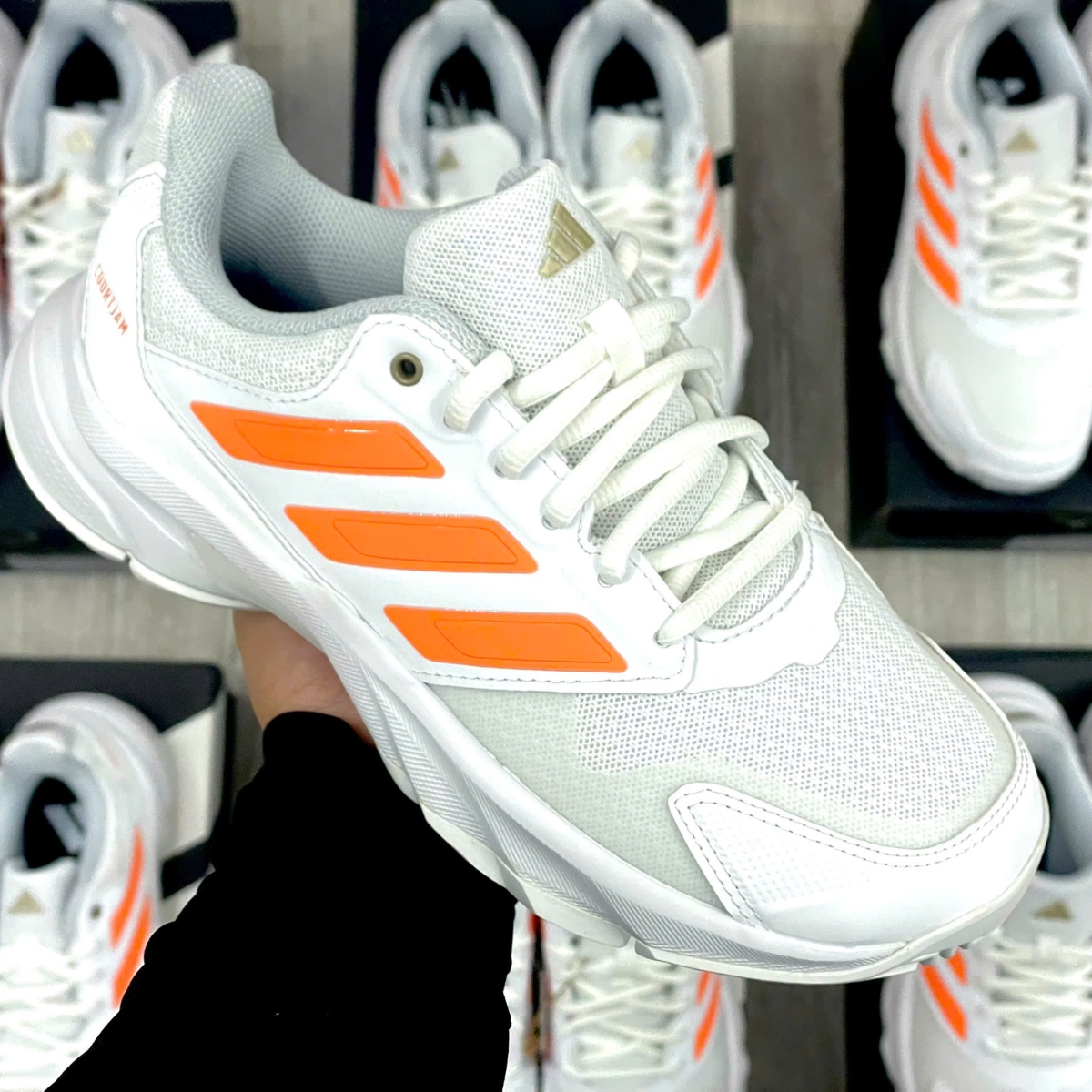 Giày Pickleball Tennis Adidas Courtjam Control 3 Orange JR1788 — ảnh 3