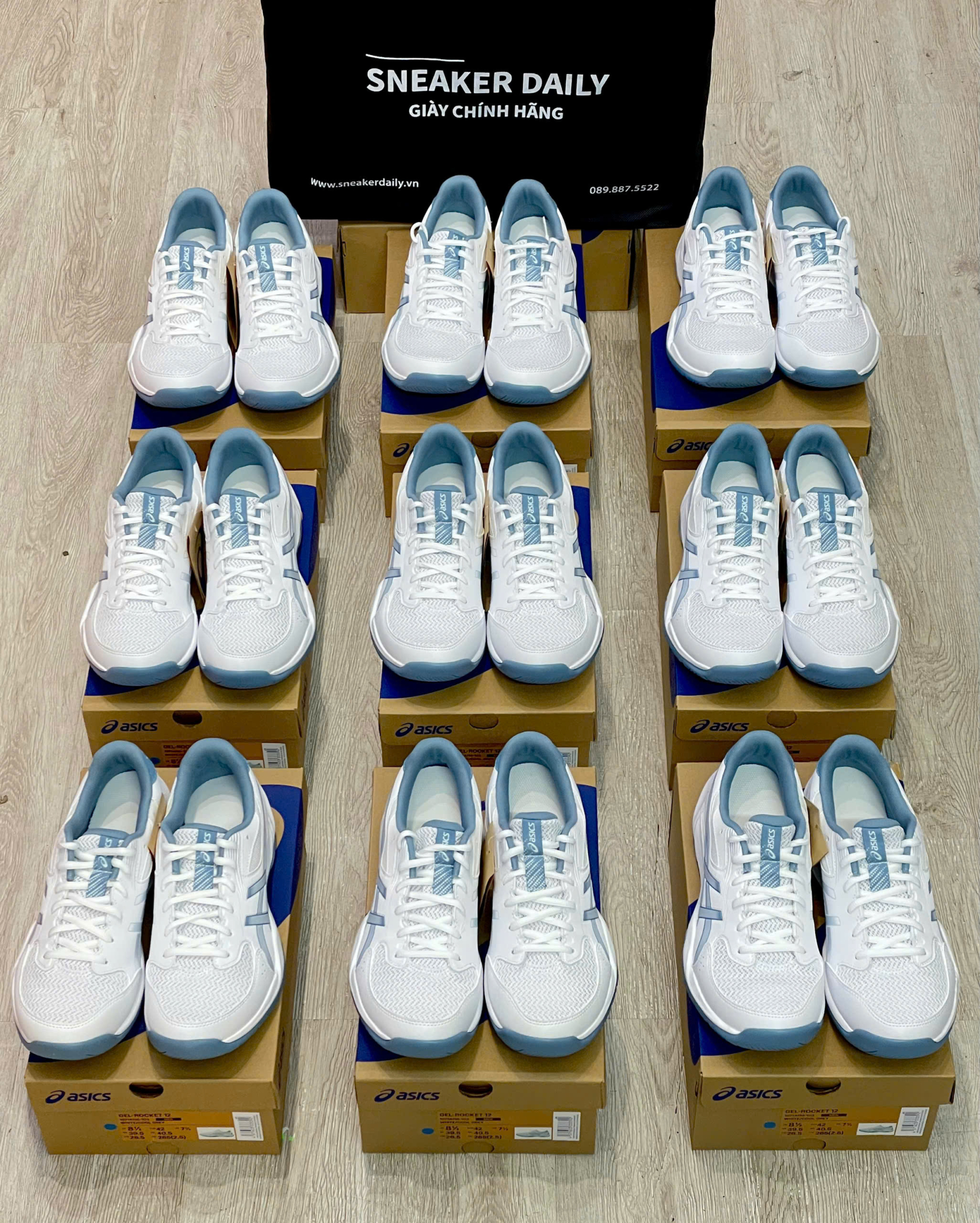 Giày Pickleball Cầu Lông Asics Gel Rocket 12 White 1071A116-103 — ảnh 3