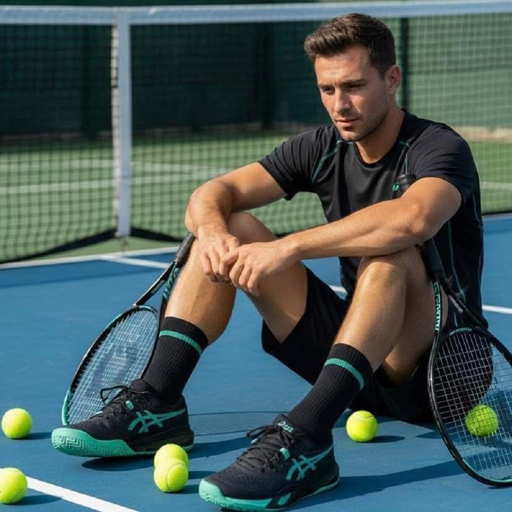 Giày Pickleball Tennis Asics Gel Resolution X Black Green 1041A481-003 — ảnh 2