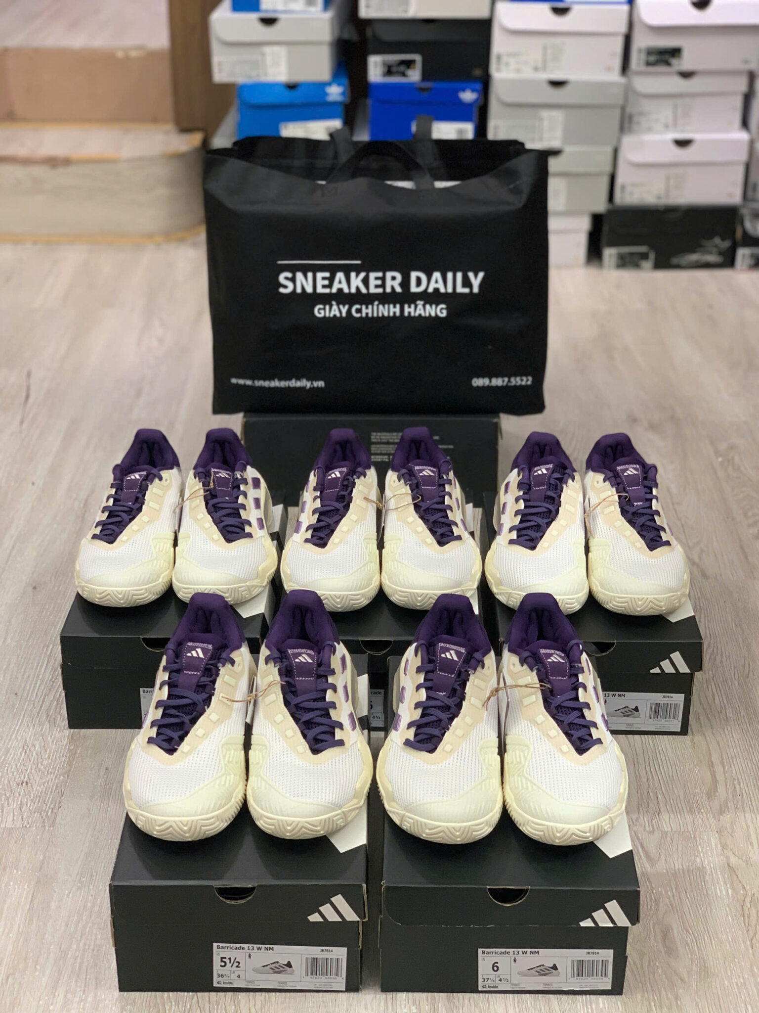 Giày Pickleball Tennis Adidas Barricade 13 White Plum JR7814 — ảnh 6